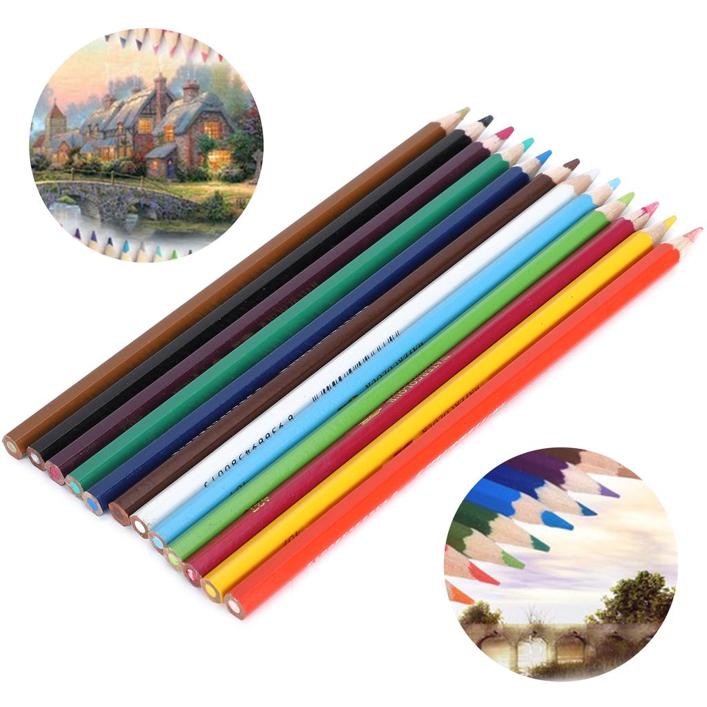 12Pcs Colored Pencil Multicolor Water Soluble Iron Bucket Packed Children S Painting Tools