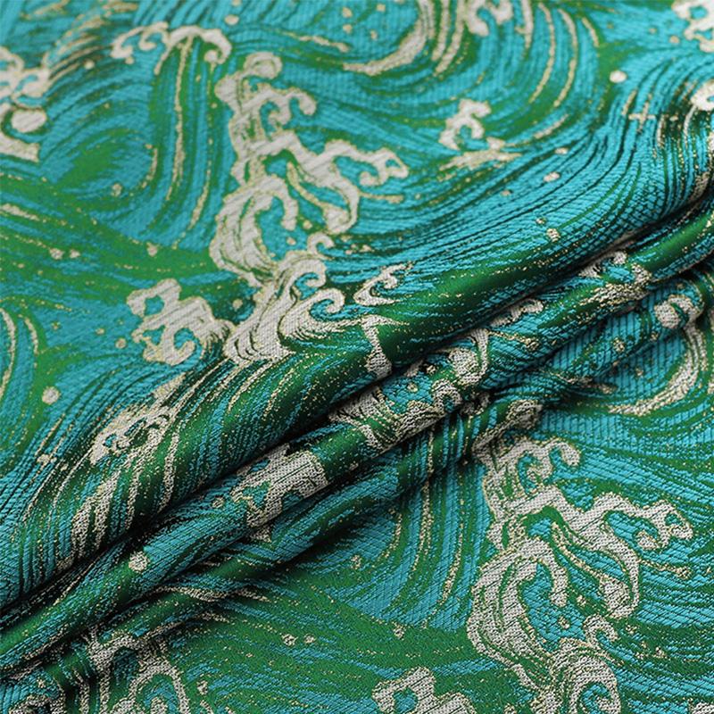 Chinese Style Damask Fabric Silk Peacock Jacquard Brocade Cloth for DIY Sewing Chinese Cheongsam Dress Skirt Material