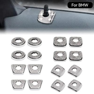 4 piezas para BMW 1 3 5 7 Series X1 X3-X6 Perno de elevación Brillante Plata Auto Tirador Varilla Bling Decoración Cubierta de Cerradura de Puerta de Coche Accesorios de Cristal