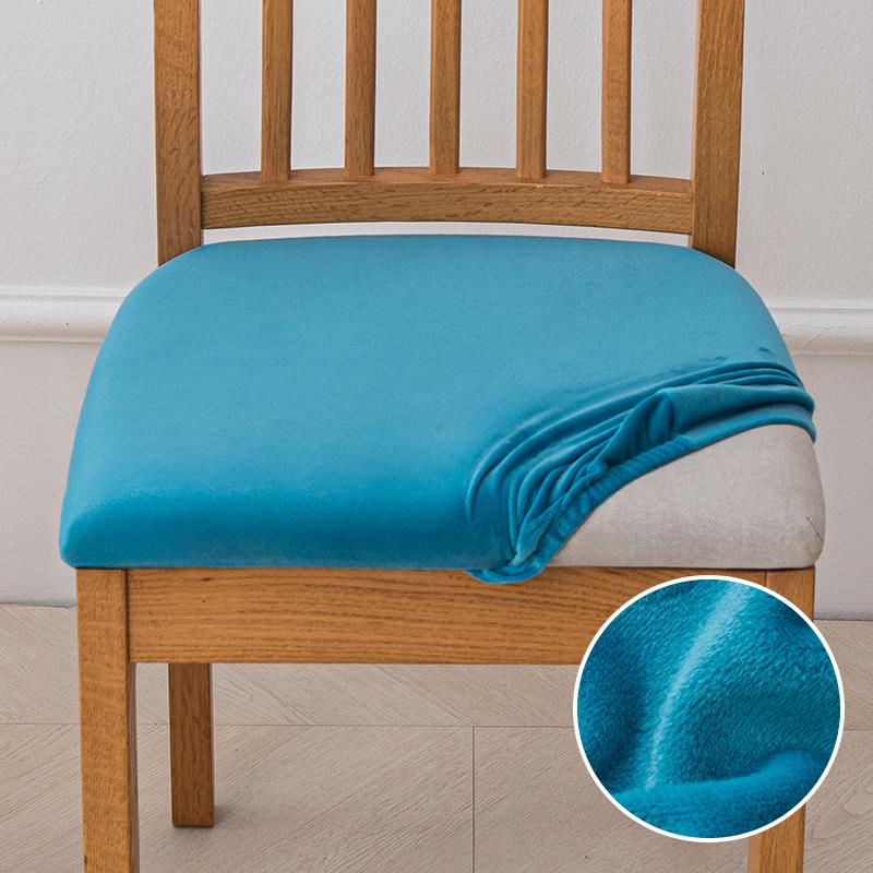 Velvet Stretch Fit Chair Seat Covers,Soft Solid Color Dining Chair Cover Removable Washable Chair Protector for Kitchen, Hotel