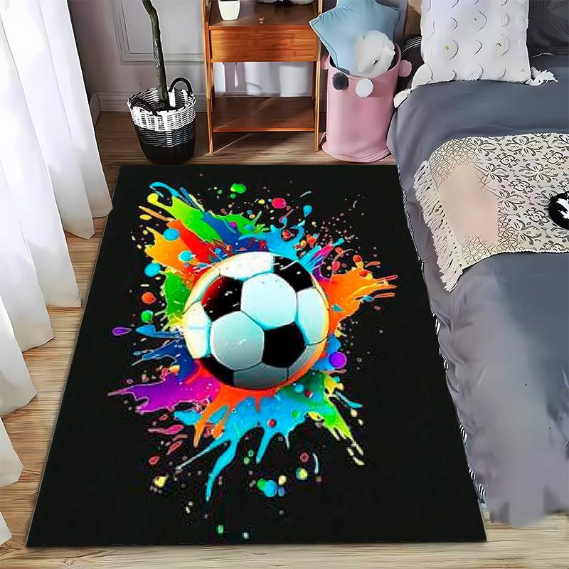 Colorful Splatter Soccer Ball Print Carpet for Bedroom Living Room Décor Suitable for use as an anti-slip for living room bedroom sofas 40x60cm( 15x23in )