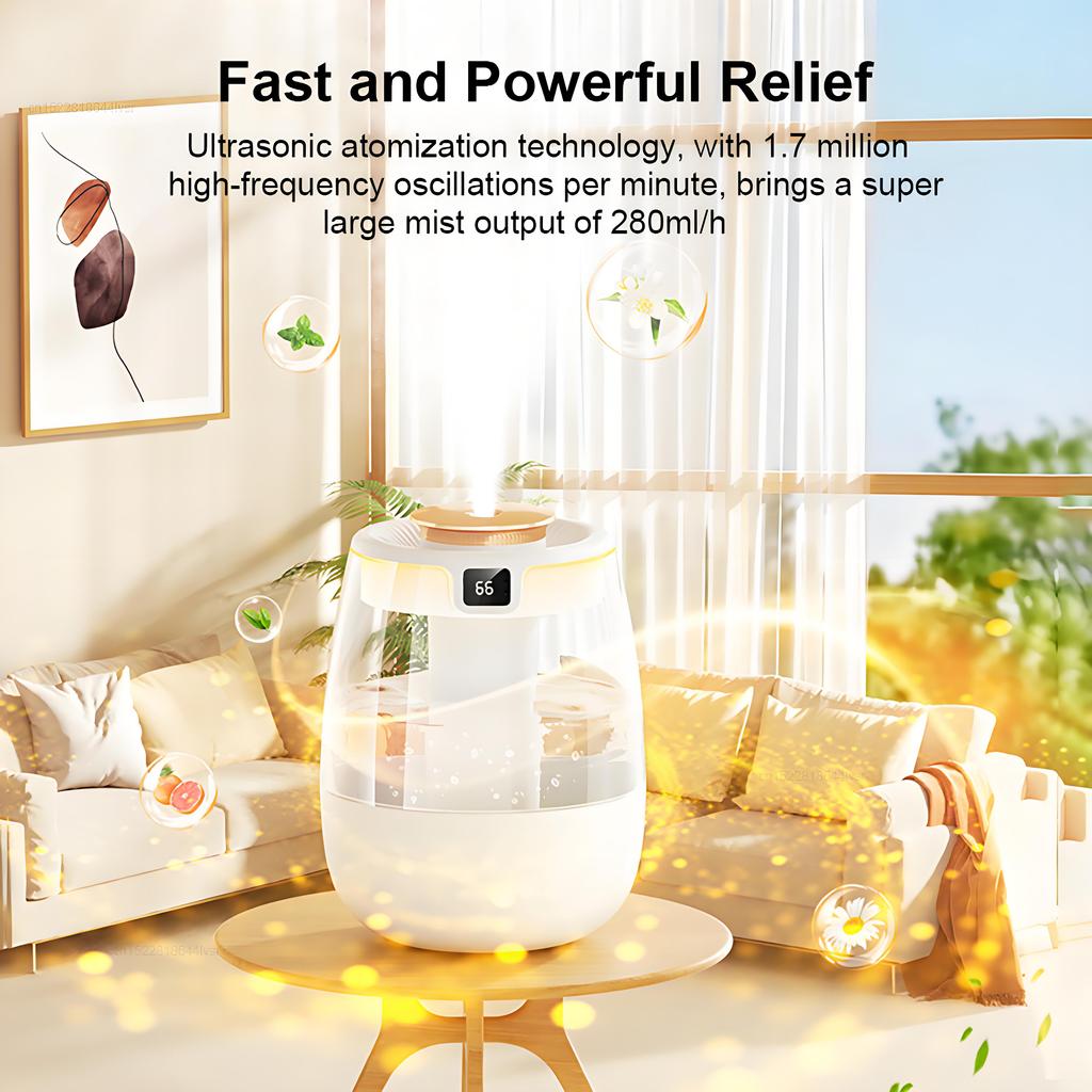 Mini USB Portable Dual Nozzle Cold Fog Bedroom Silent Humidifier with AI Intelligent Digital Display of Air Humidity