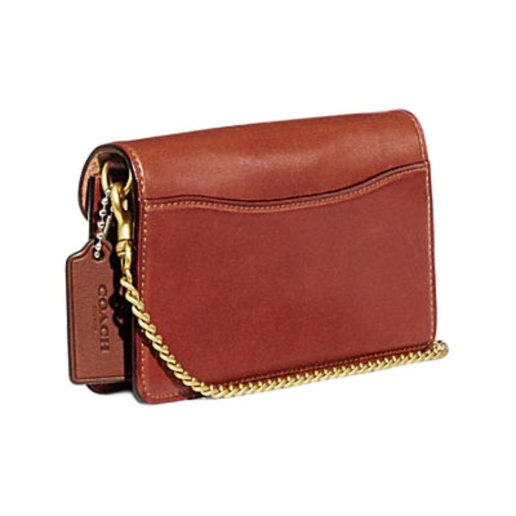 COACH Tabby Cow Leather With Canvas Wrist Bag, Shoulder Bag, Crossbody Bag Small Women's Brown & Yellow & Rusty CK025-B4NQ4