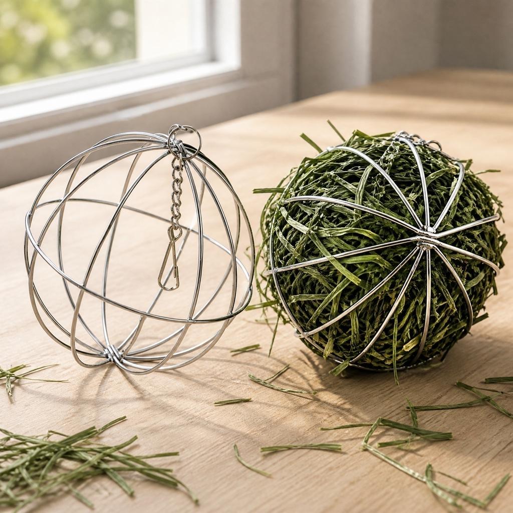 8cm Hanging Hay Ball Feeder Stainless Steel Small Animal Grass Holder Cage for Rabbits Guinea Pigs Hamsters Chinchillas