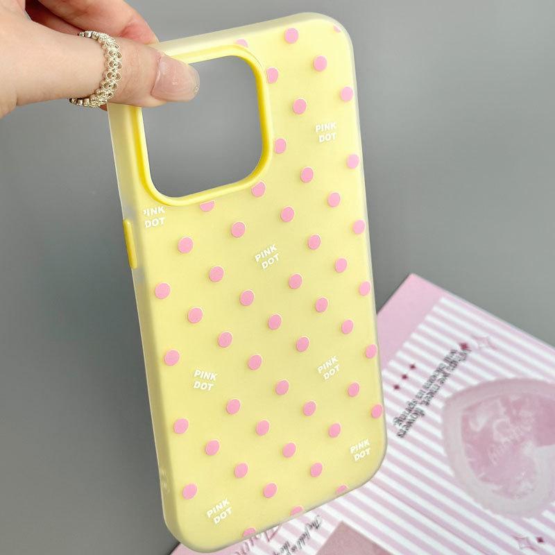 Ins Pink Polka Dot Applicable To Apple 16/17promax Mobile Phone Case iPhone15 Skin Sense Air Scrub 13/14