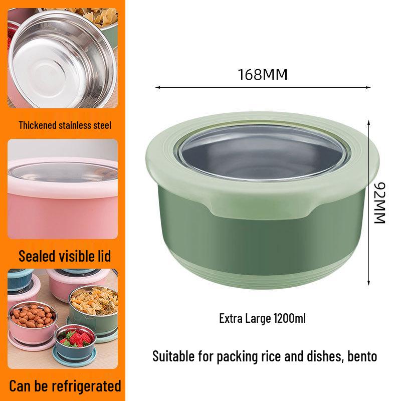 Stainless Steel Food-Grade Sealed Soup & Bento Bowl for Refrigerator