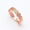 Purple Gold Shiny Double-Row Rhombus Ring, Fashionable Rose Gold-Plated Micro-Zircon Ring.