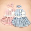 Breathable Cat Bow Pearl Coat Cute Pet Windbreaker Pet Clothes Puppy Plaid Dress  Autumn Winter