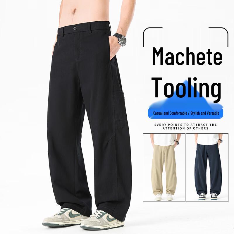 VUUG Men s Casual Loose Straight Wide-Leg Cargo Pants 4XL