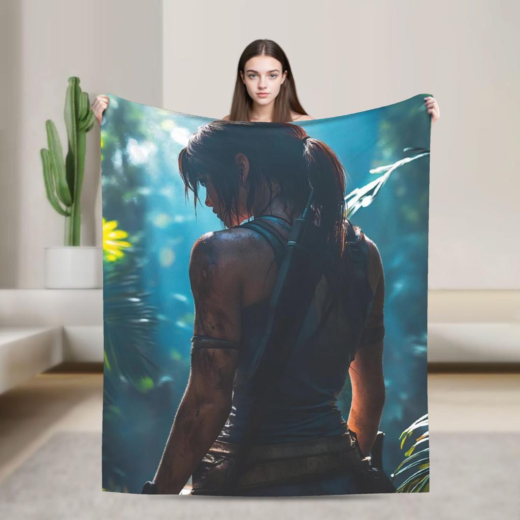 T-Tomb Raiders Plush Blanket Kids Flannel Throw Blanket For Home Decor Soft Custom Quality Bedspread Gift