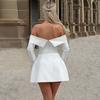 Women's Backless Off-Shoulder Long Sleeve A-Line Dress - Autumn European & American Fashion