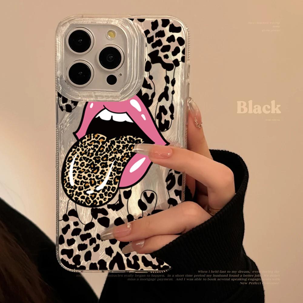 Velké jazykové pouzdro s leopardím potiskem a laserovým efektem pro Samsung Galaxy A55 A15 A35 A54 A34 A05 A05S S25 S24 Ultra 5G S23 S21 FE S22 Plus kryt