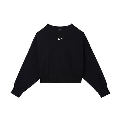 Sweat-shirt à col rond ample court logo uni pour femme Noir DQ5762-010