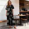 Women Fashion Printed 2-Piece Lounge Set Short Sleeve T-Shirt & Wide-Leg Pants Lightweight Breathable Spring Summer Autumn Suit for Casual Daily Wear