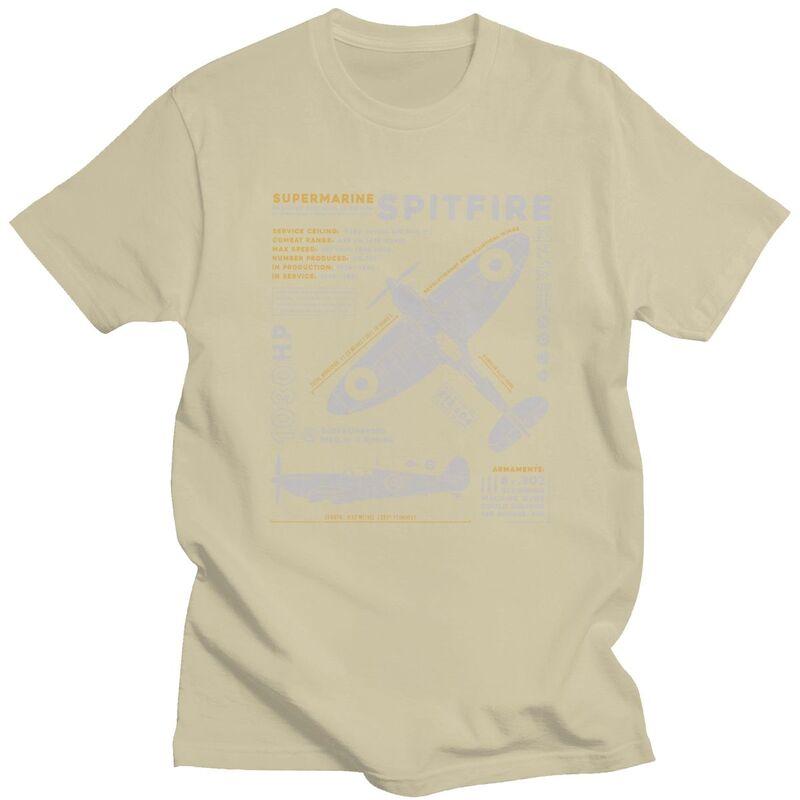 Custom Male Spitfire T Shirts Short Sleeves Cotton Tshirts Tshirt Casual Fighter Pilot Aircraft Airplane Tees Clothing