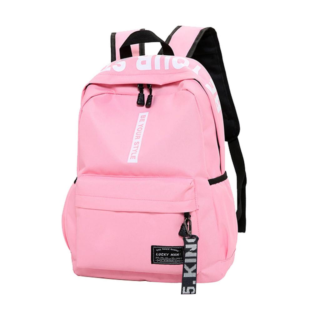 Borsa da scuola zaino casual in nylon impermeabile tinta unita di grande capacità
