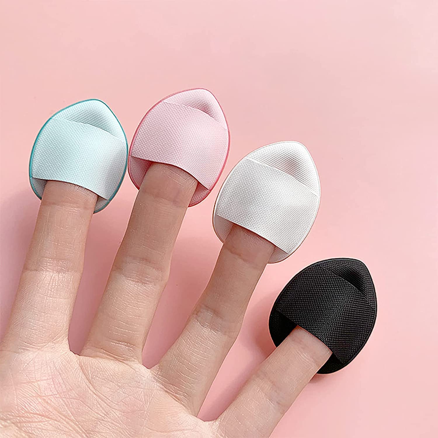 KIRA Mini Finger Powder Puff 4 pcs Finger Makeup finger beauty blender Sponges, Mini Soft Cosmetic Finger Puff, Perfect for Foundation, BB Cushion,