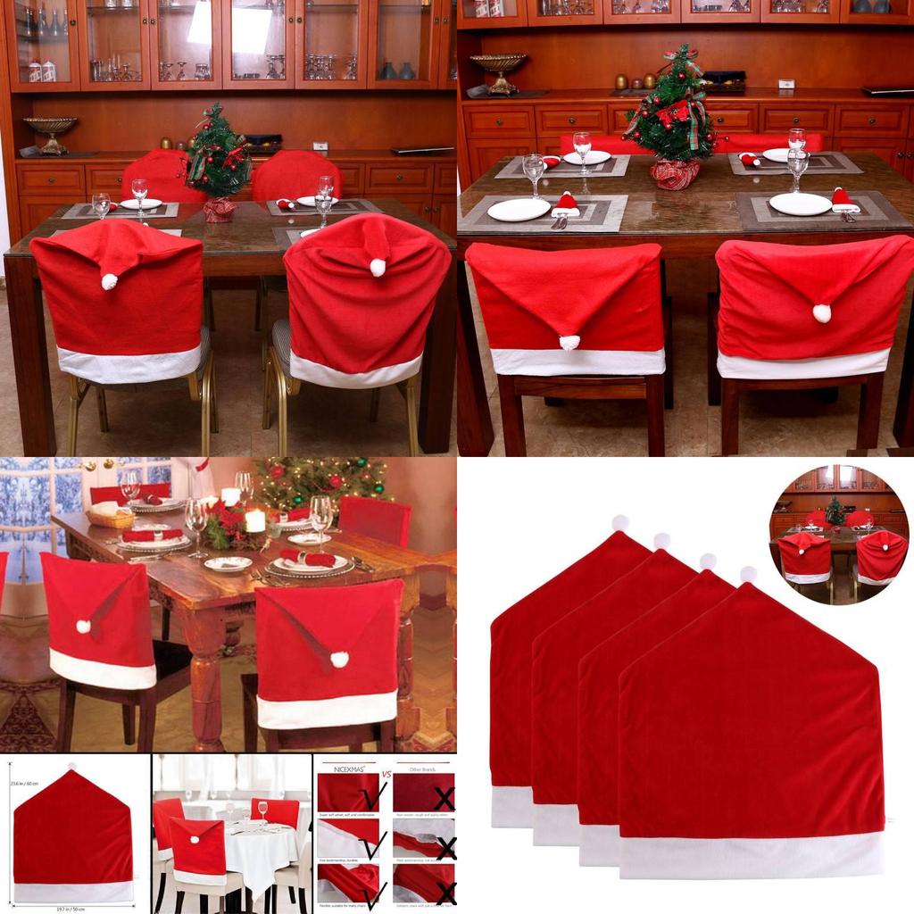 Christmas Decor Nonwoven Fabric Chair Cover With Festive Red Design For Holiday Dining