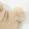 Core-Spun Yarn Double Pom-Pom Thick Knitted Hat for Autumn/Winter - Warm and Cute Style for Kids