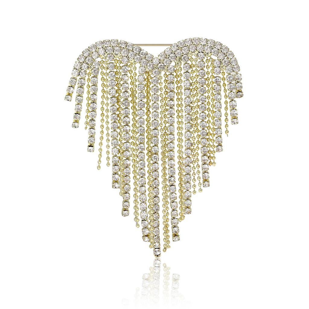 Spille alla moda con nappe lucide a forma di cuore per donna, spille da festa casual da revers, accessorio regalo, multicolore disponibile