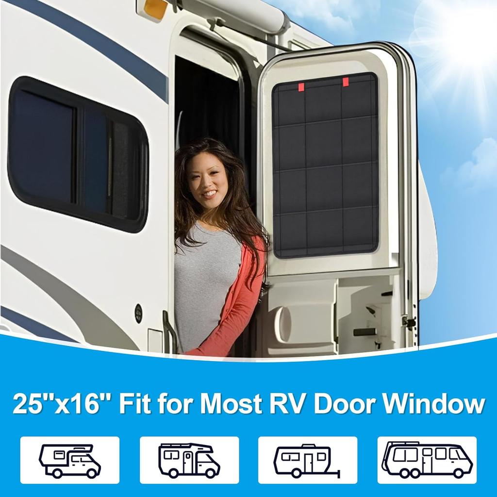 Spurtar RV Door Window Shade 25'' X 16'', Foldable RV Window Cover With UV Protection And Privacy Features For Campers, Marine Vehicles, Travel