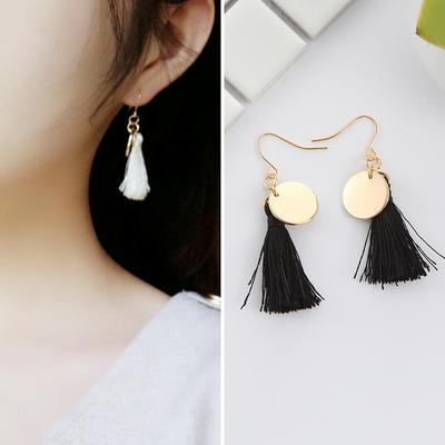 Stilvolle und einfache handgefertigte Ohrringe mit Scheibenfransen, Damen, Ohrringe mit Wollfransen