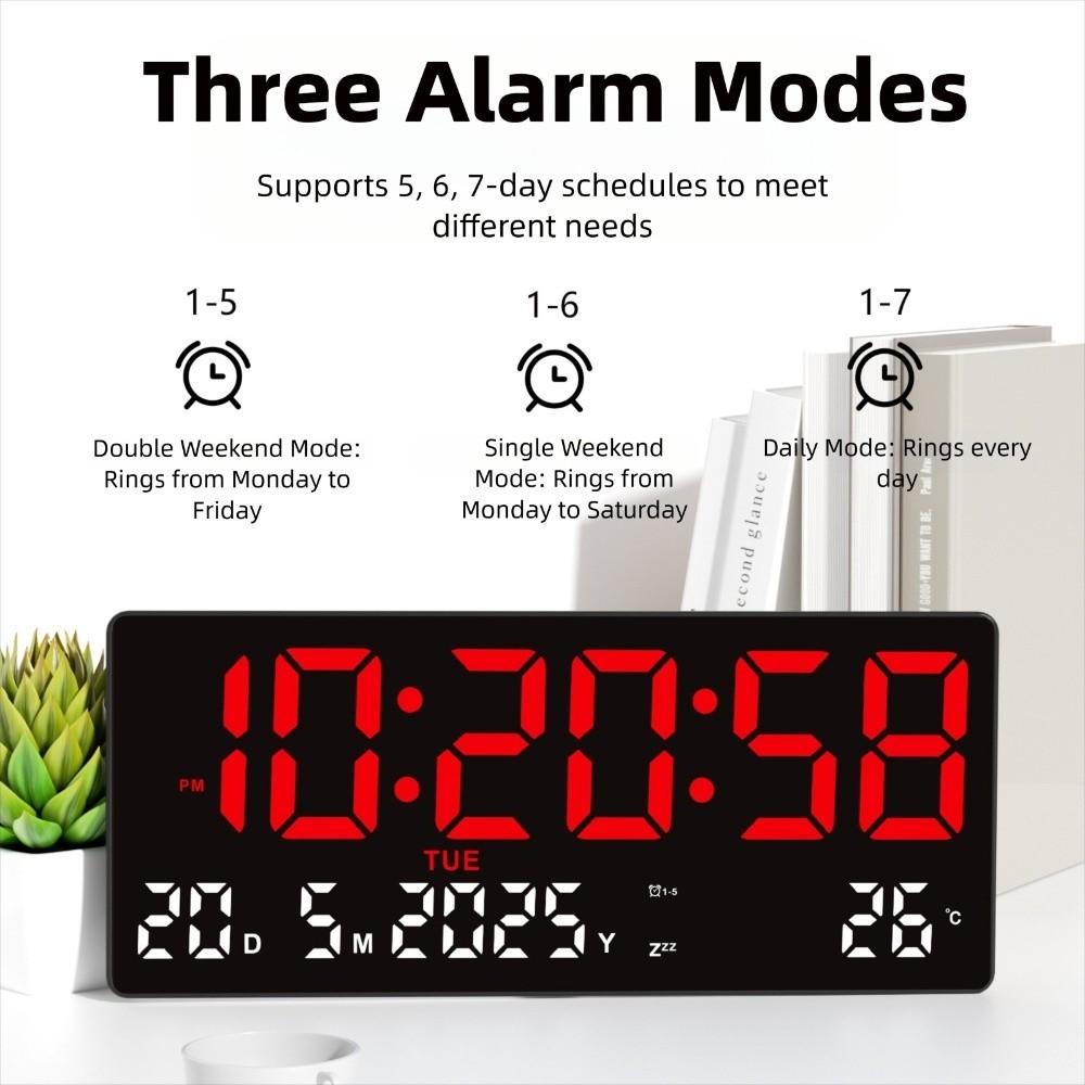 Time/Date/Week/Temp Display Digital Wall Clock 12/24H Electronic Table Clock  Living Room