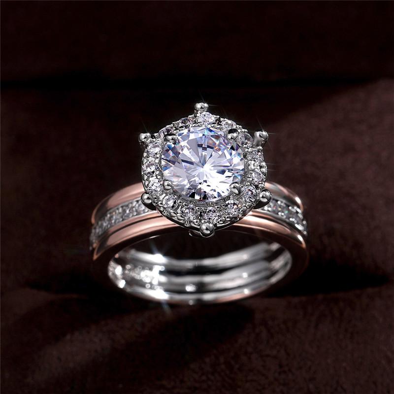 Classic 925 Sterling Silver Bridal Engagement Wedding Rings AAA Dazzling Cubic Zirconia Hot Sale Timeless Style Female Jewelry