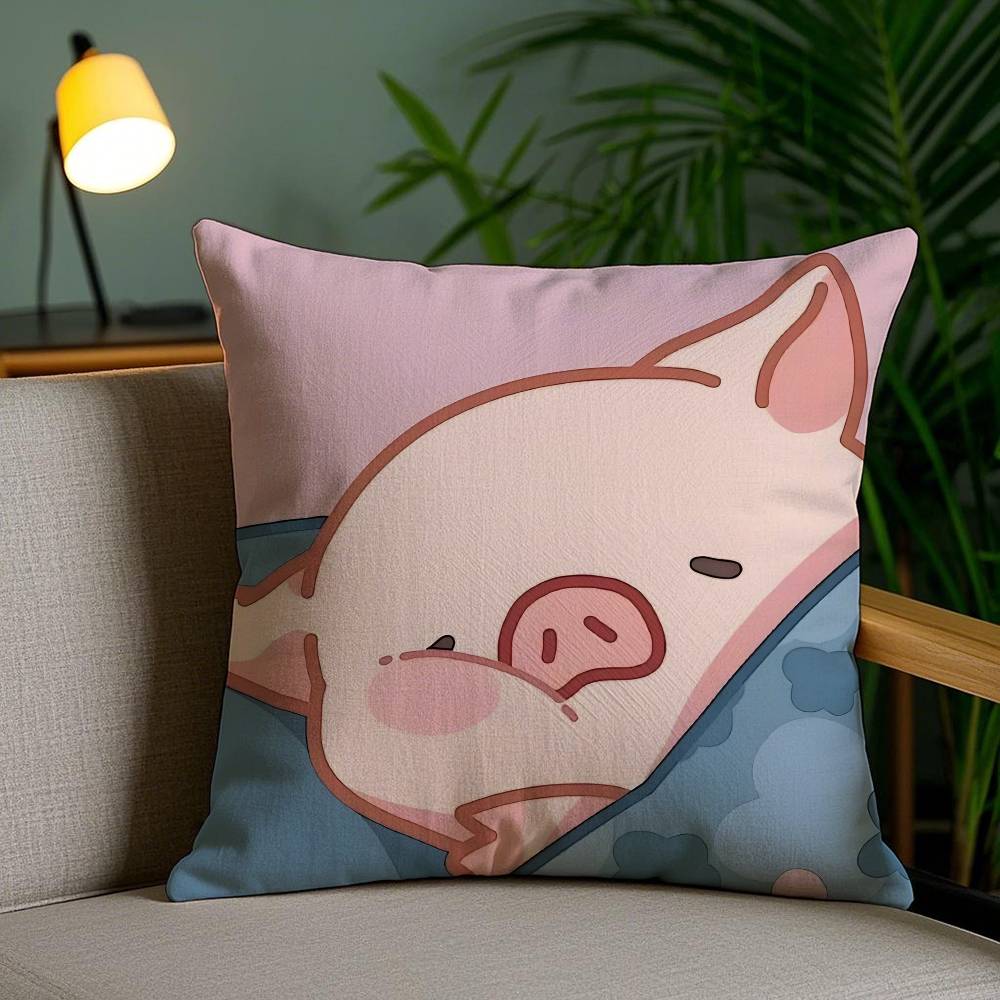 

Cartoon LLulu Pig Pink Pillow Case Antidustmite Invisible zipper Sofa Bed 40x40cm