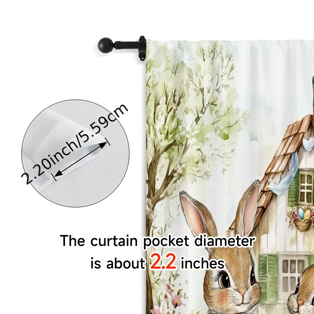 Set Of 2 Curtains Digital Printed Retro Easter Polyester Easy Install Without Rod All Seasons Ldeal Bedroom Living Room Made Sitting Window Treatment