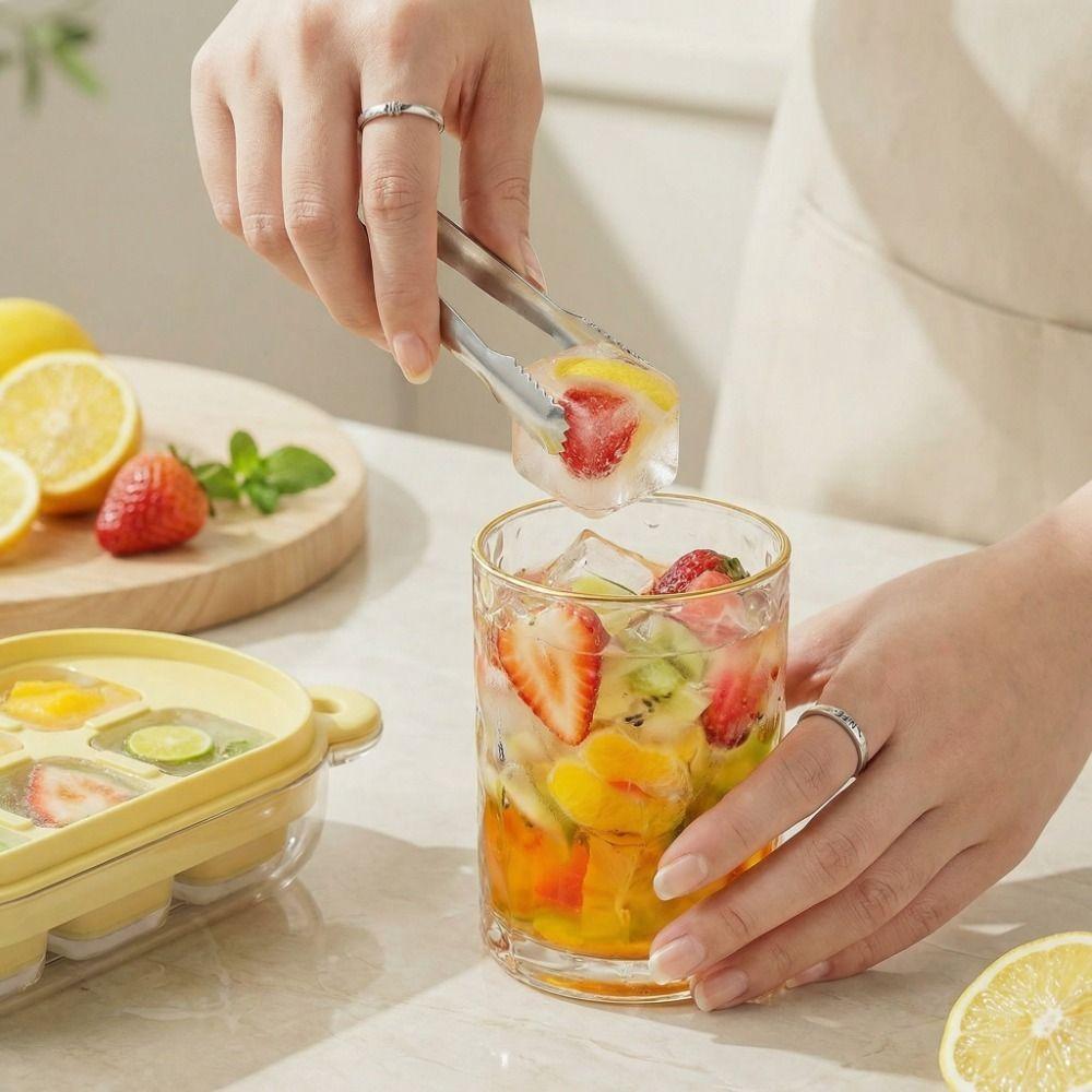 with Cover Little Bear Ice Grid Food Grade Ice Grid Tray Silicone Ice Cube Mold Summer Drink