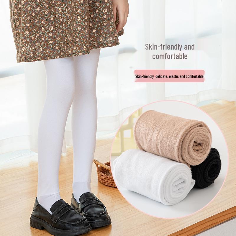 Kids' Winter Thick Velvet White Dance Socks - Dragon Claw Design, Anti-Pilling Wool, Large Size, Warm Pantyhose