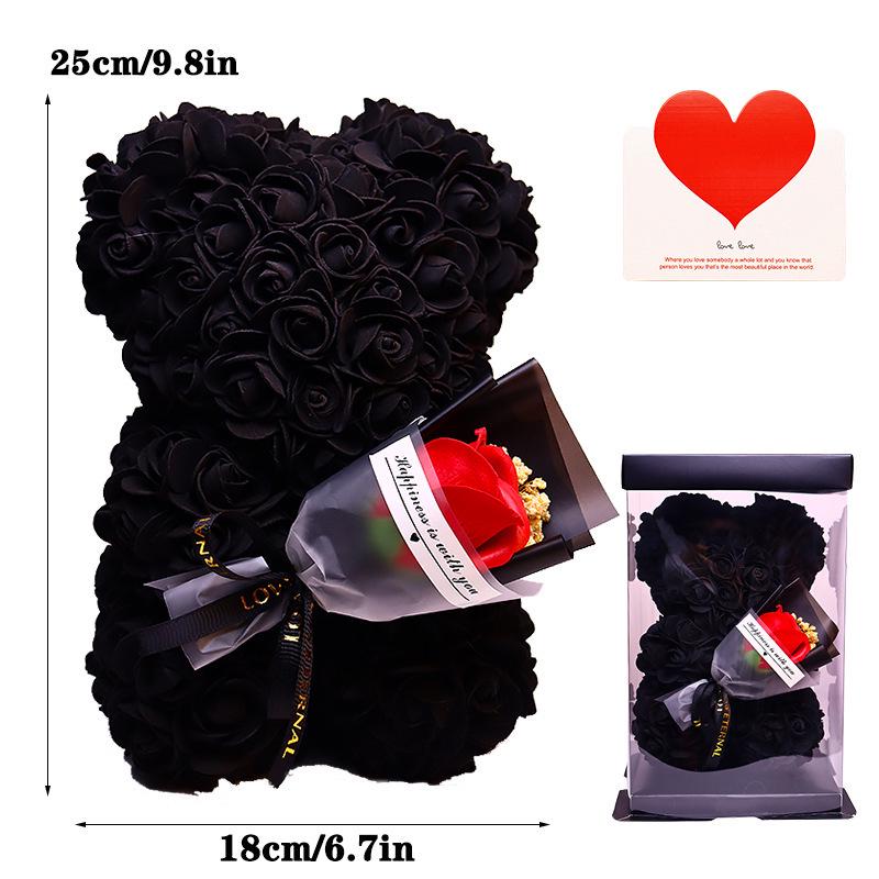 25cm Everlasting Rose Bear Bouquet - Valentine's Day Gift