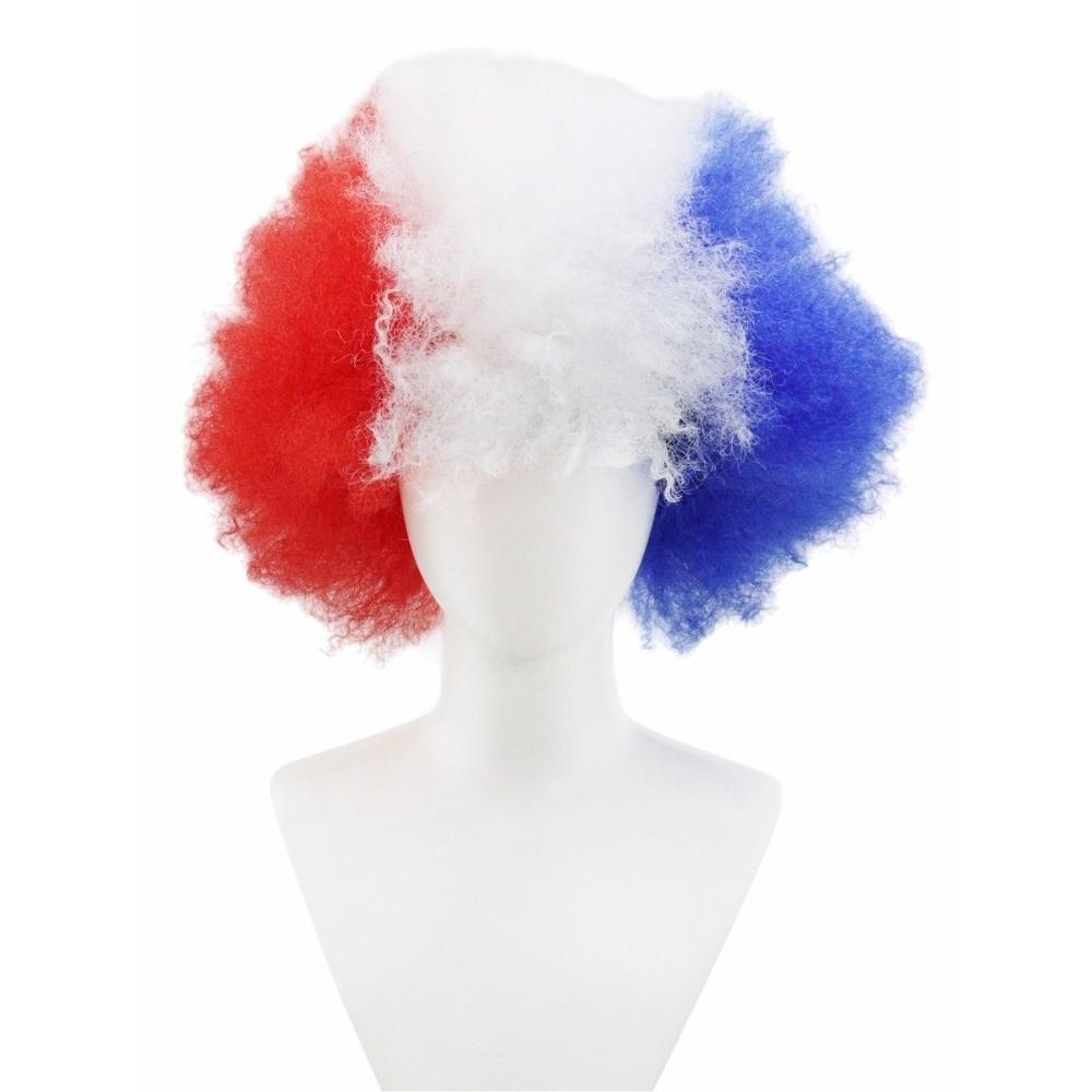 

Breathable Capless Cap Big Bang Hair Wig Jumbo Size Unisex Design Funny Joker Carnival Props Synthetic Fiber Patriotic Colors