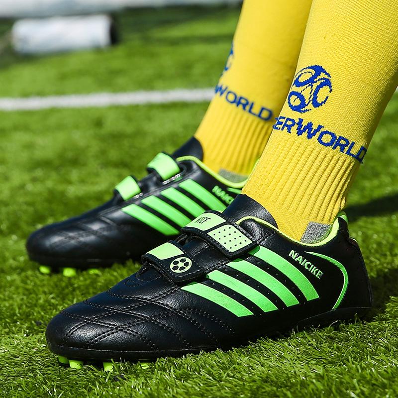 Jungen Fußballschuhe Rutschfest Verschleißfest Klettverschluss Outdoor Fußballschuhe Training Kinderschuhe