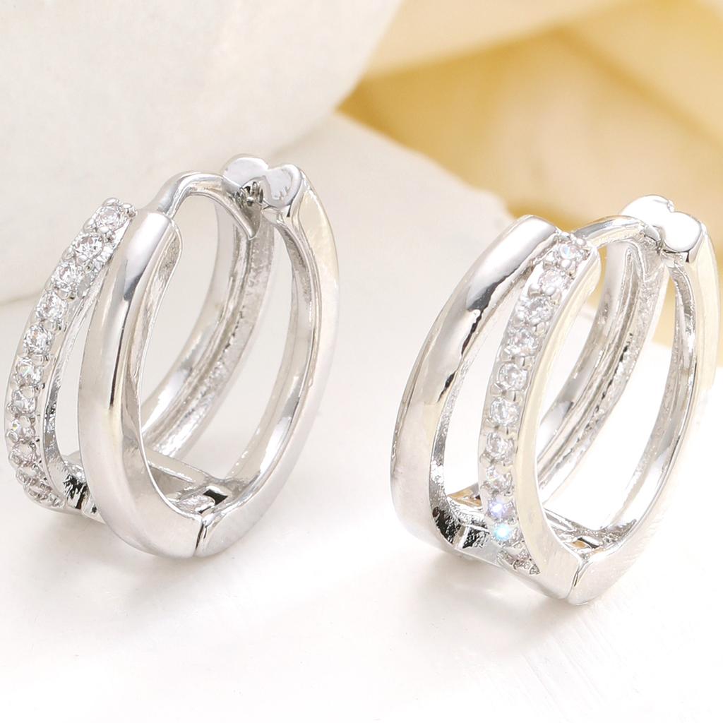 Fashionable and Exquisite Double-layer Hollowed Out Zircon  Round Earrings, Versatile Earrings