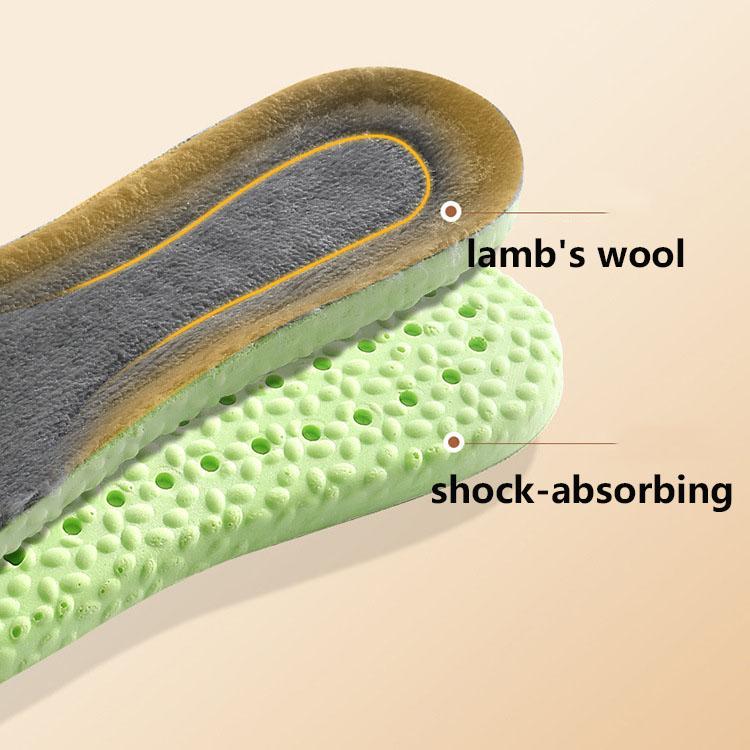 1 Pair High Elasticity Padded Warm Insoles for Men Women Shock Absorbing Latex Insoles Warm Insoles for Fall and Winter Sports Insoles