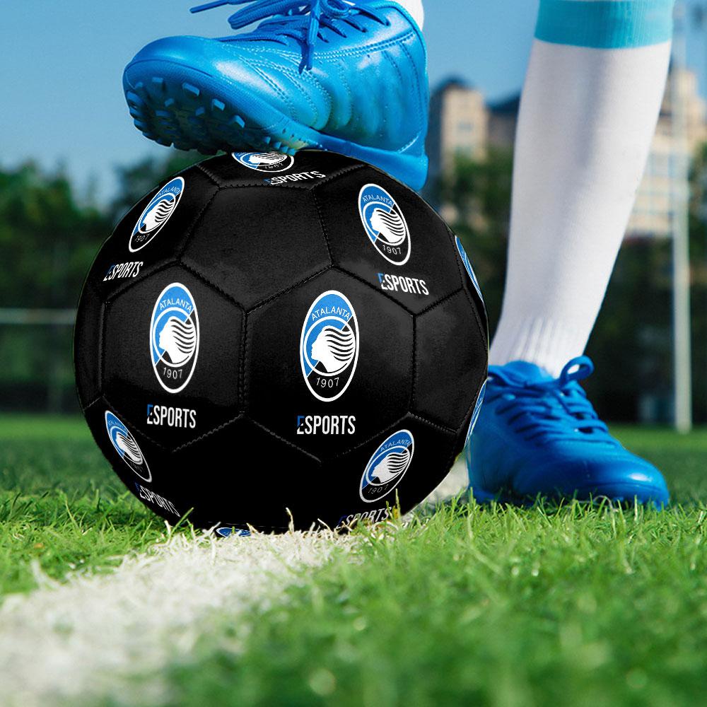 Atalanta BC Logo Size 5 Soccer Ball, Machine-Stitched PVC, Durable & High Bounce, All Ages Fit, Fan Merchandise, Matches & Outdoor Use.