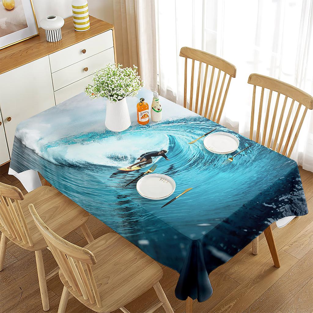 Surfing Extreme Outdoor Sport Pattern Tablecloth Rectangular Tablecloth Dining Room Banquette Kitchen Outdoor Picnic Decoration