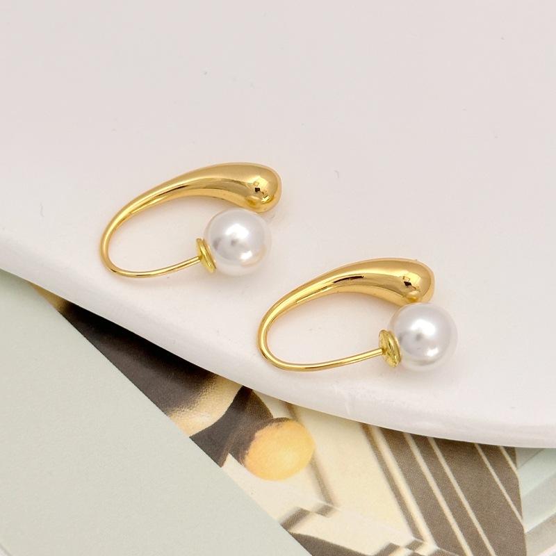 Manufacturer Supply Fashion Personality Design Earrings Women'S Unique U-Shaped Freshwater Pearl Ear Buckle Earrings Spot