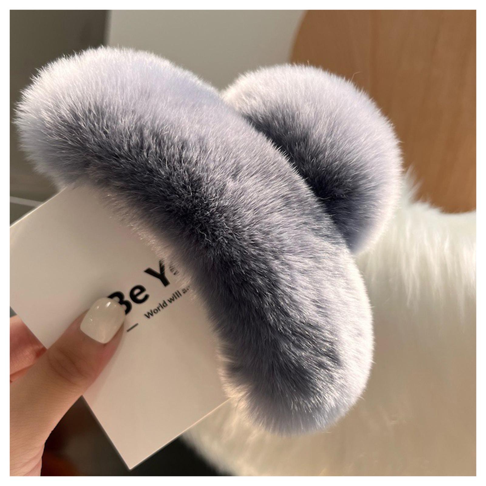 

Плюшевая заколка для волос Элегантная однотонная плюшевая большая заколка-краб из искусственного меха Осень Зима Однотонная заколка-автомат для густых волос серый