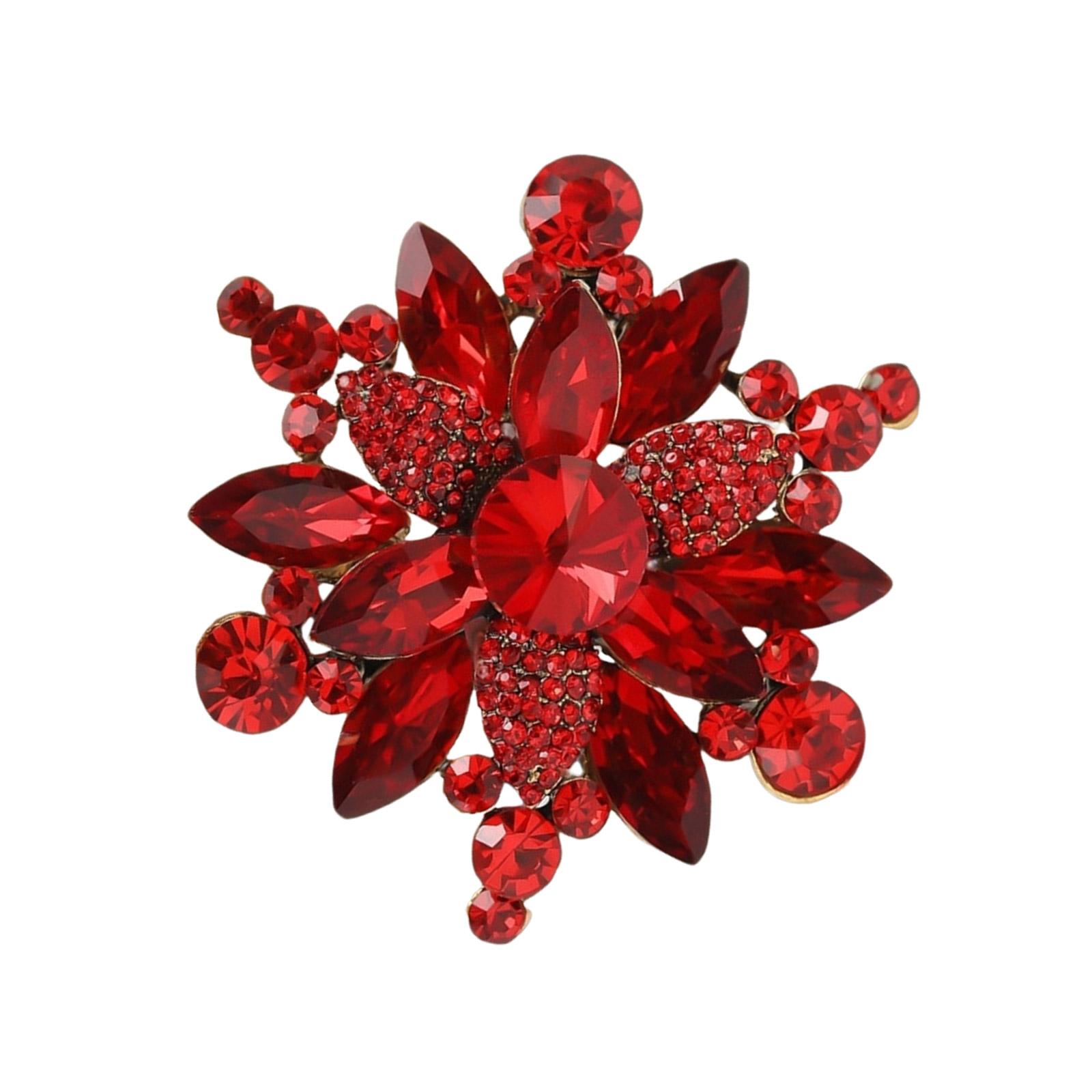 

Delicate Florals Crystals Brooch Alloy Accessory for Weddings Parties Secure Fastening Long Time Wear красный