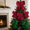 3D Plush Cotton-Filled Christmas Bow Ornament for Tree and Window Decoration