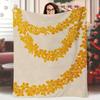 1pc Soft Single-Sided Printed Blanket 60x80 Inch - Yellow & White Floral Lei Pattern, Retro Style, 100+ Yarn Count, All-Season