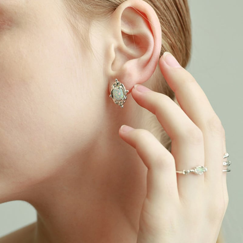 

POPPI classic opal silver earrings Gold