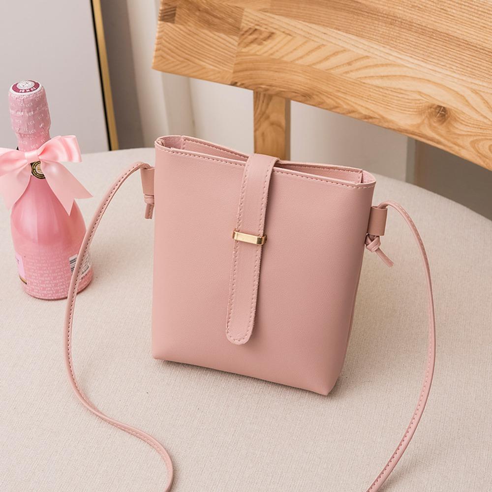 

New PU Leather Women Crossbody Bags 10 Colors Waterproof Girls Tote Bag Korean Shoulder Bag Women Girls розовый