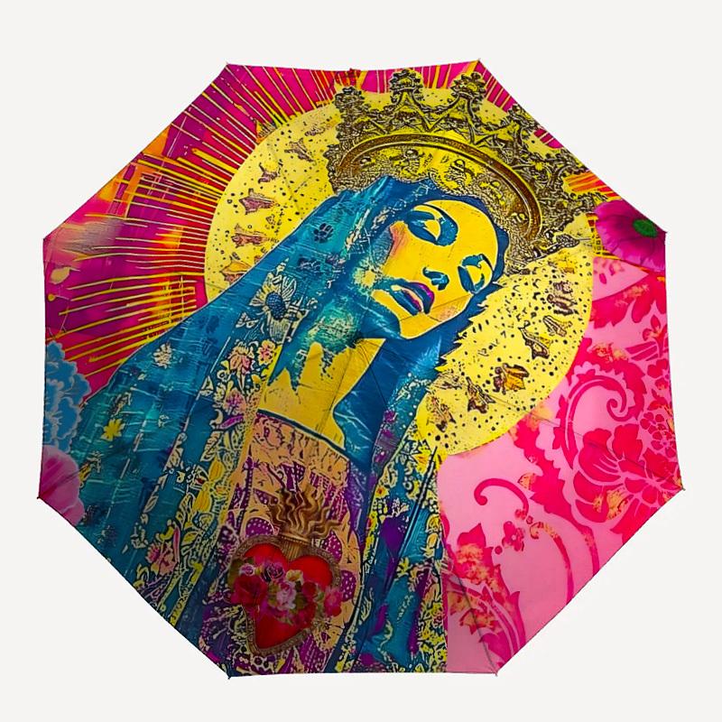 1pc Virgin Mary Art Print Automatic Open/close Folding Umbrella, Compact Portable Travel Umbrella,Cute Umbrella, Durable Construction yy250804067