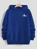 Little Wave Chest Printed Hooded Sweater Women's Casual Loose Oversize Pullover Hoodie