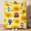 Kawaii Anpanman Printed Throw Blanket Soft Comfortable Warm Blanket For Kids Nursery Bedroom Living Room Office Travel Camping