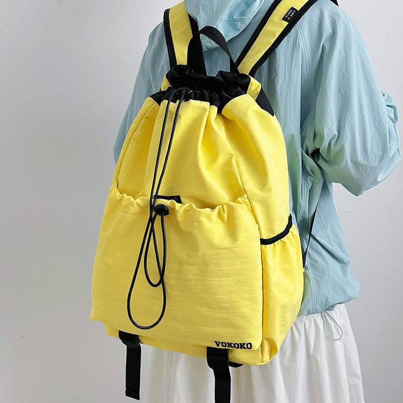 Schoolbag Mountain Leisure Travel Backpack Outdoor Sports Mountaineering Backpack Light Drawstring Washed Nylon School Bag